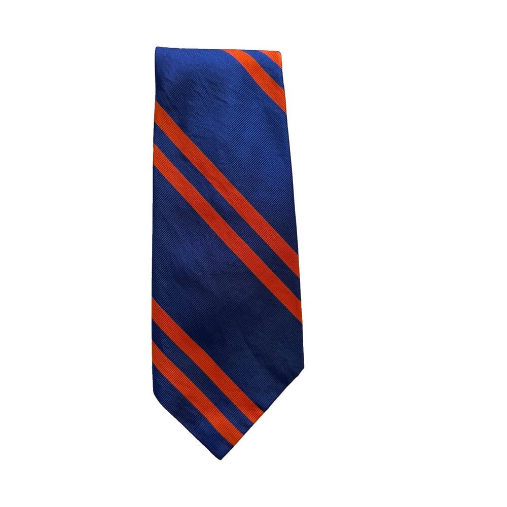Polo Ralph Lauren REPP 100% Silk Tie Blue Orange Diagonal Stripe 3.5 x 56 Preppy